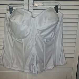 Dominique 8950 White Longline Bridal Corset Bustier Strapless Backless 46DD